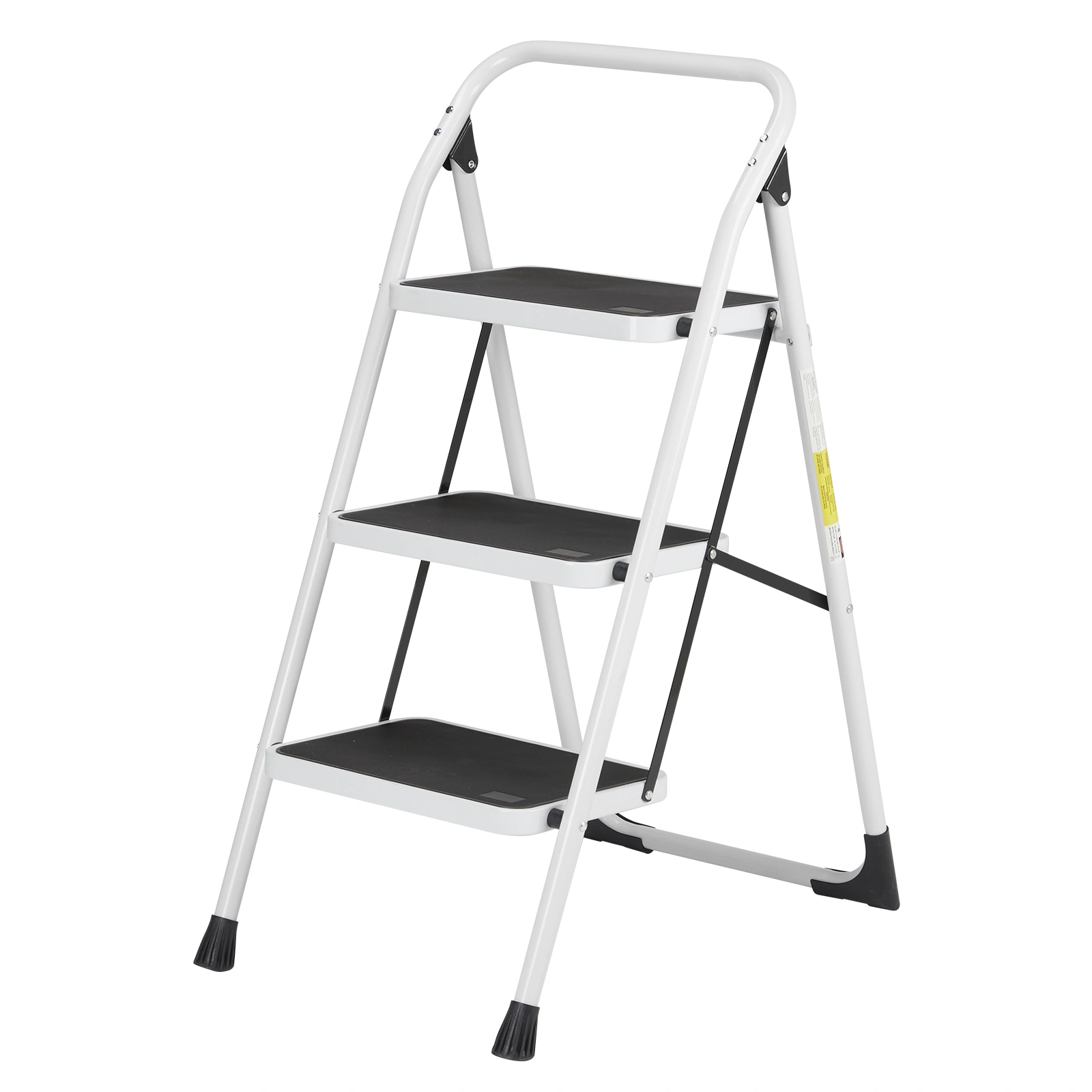 Home Use 3-Step Short Handrail Iron Ladder Black & White view 5