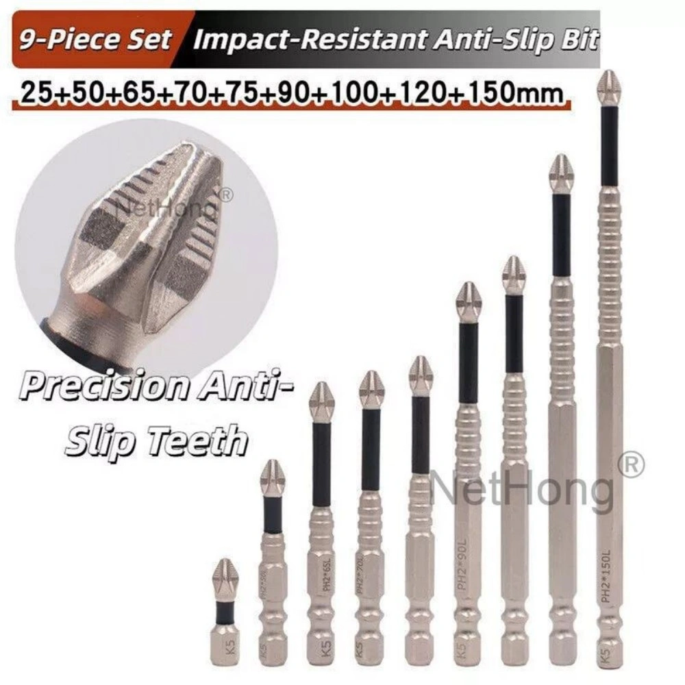 9PCS Magnetic Cross Head Impact Screwdriver Bits Anti-Slip Drill Bits for Power Drill UK