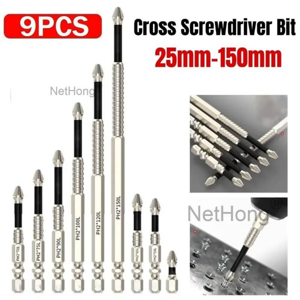 9PCS Magnetic Cross Head Impact Screwdriver Bits Anti-Slip Drill Bits for Power Drill UK view 3