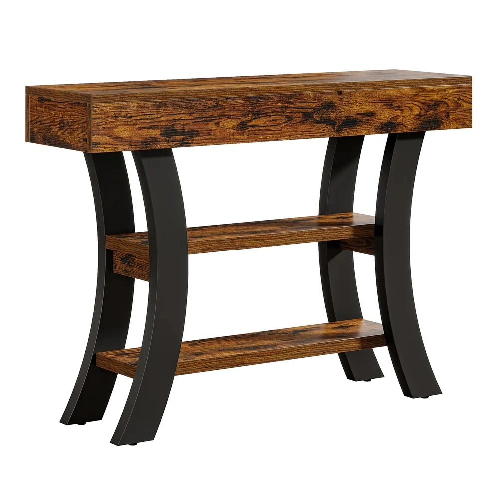 Modern Long Console Table against Sofa Foyer Entryway Hallway Living Room Decor view 2
