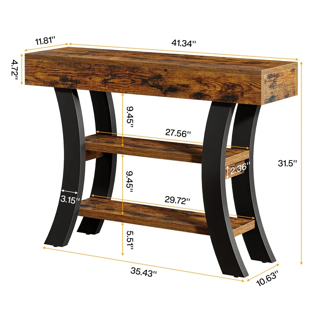 Modern Long Console Table against Sofa Foyer Entryway Hallway Living Room Decor view 3