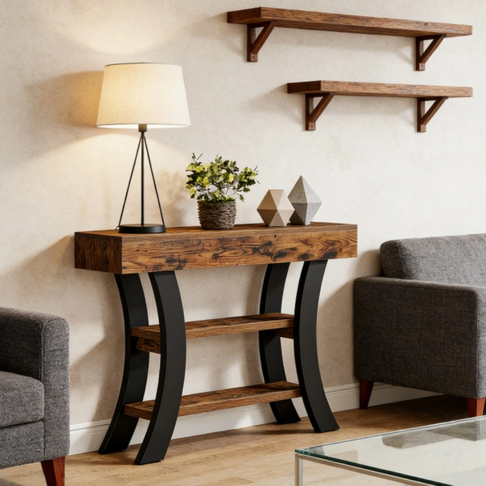 Modern Long Console Table against Sofa Foyer Entryway Hallway Living Room Decor view 5