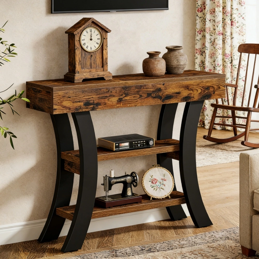 Modern Long Console Table against Sofa Foyer Entryway Hallway Living Room Decor view 6