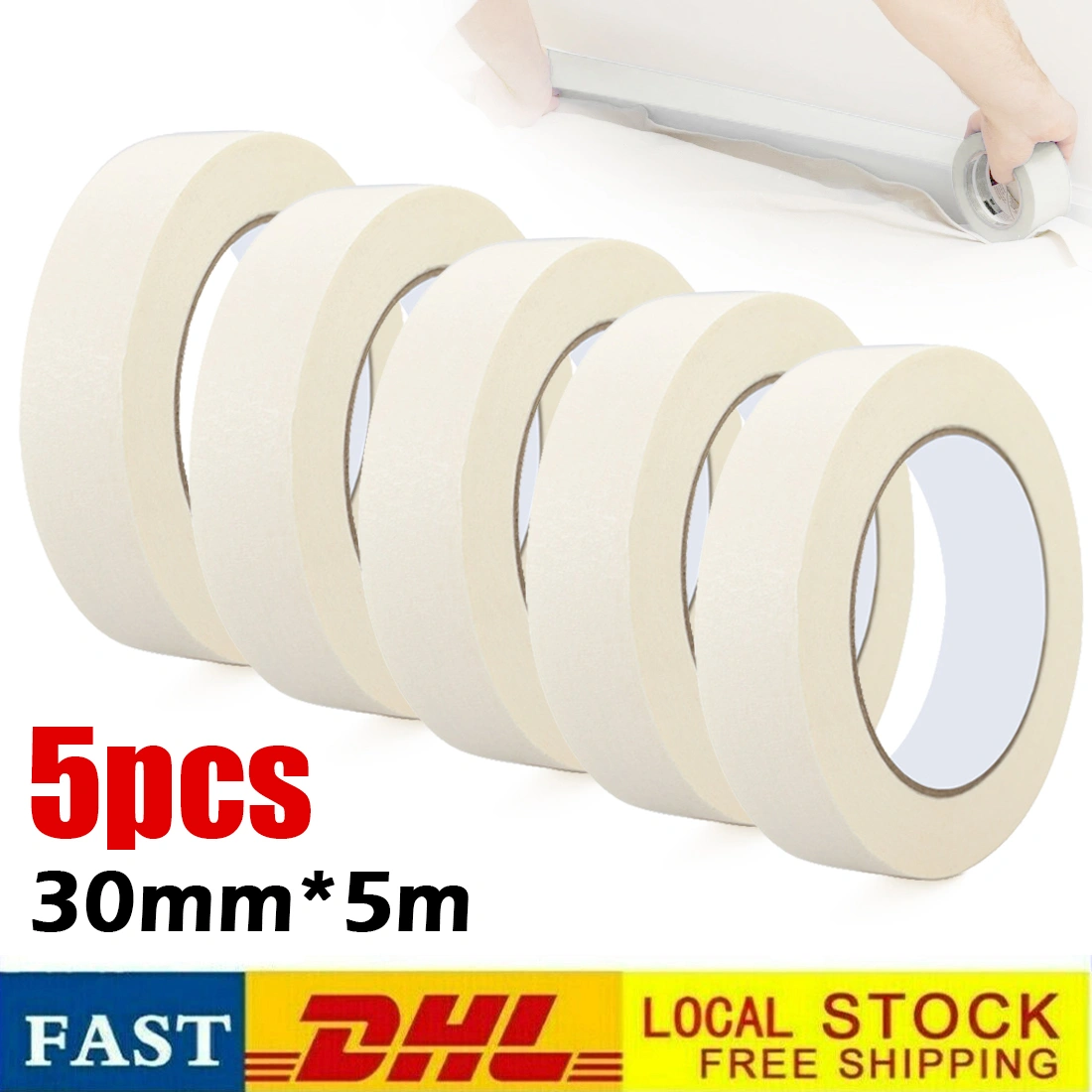 White Crepe Paper Masking Tape - Professional Painter's Tape for Walls & Trim, Crepe Masking Tape