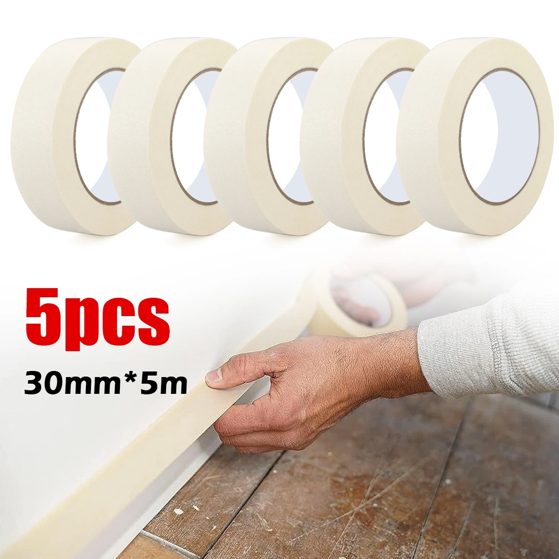 White Crepe Paper Masking Tape - Professional Painter's Tape for Walls & Trim, Crepe Masking Tape view 5