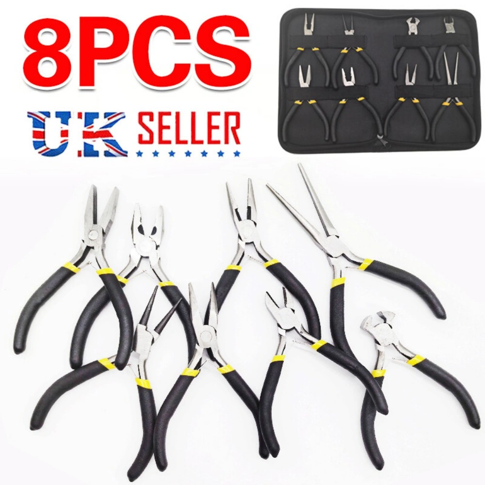 8Pcs Mini Pliers Set for Jewelry Making - Precision Soft Spring Grip Craft Tools for Hobby, Repair and DIY Projects view 2
