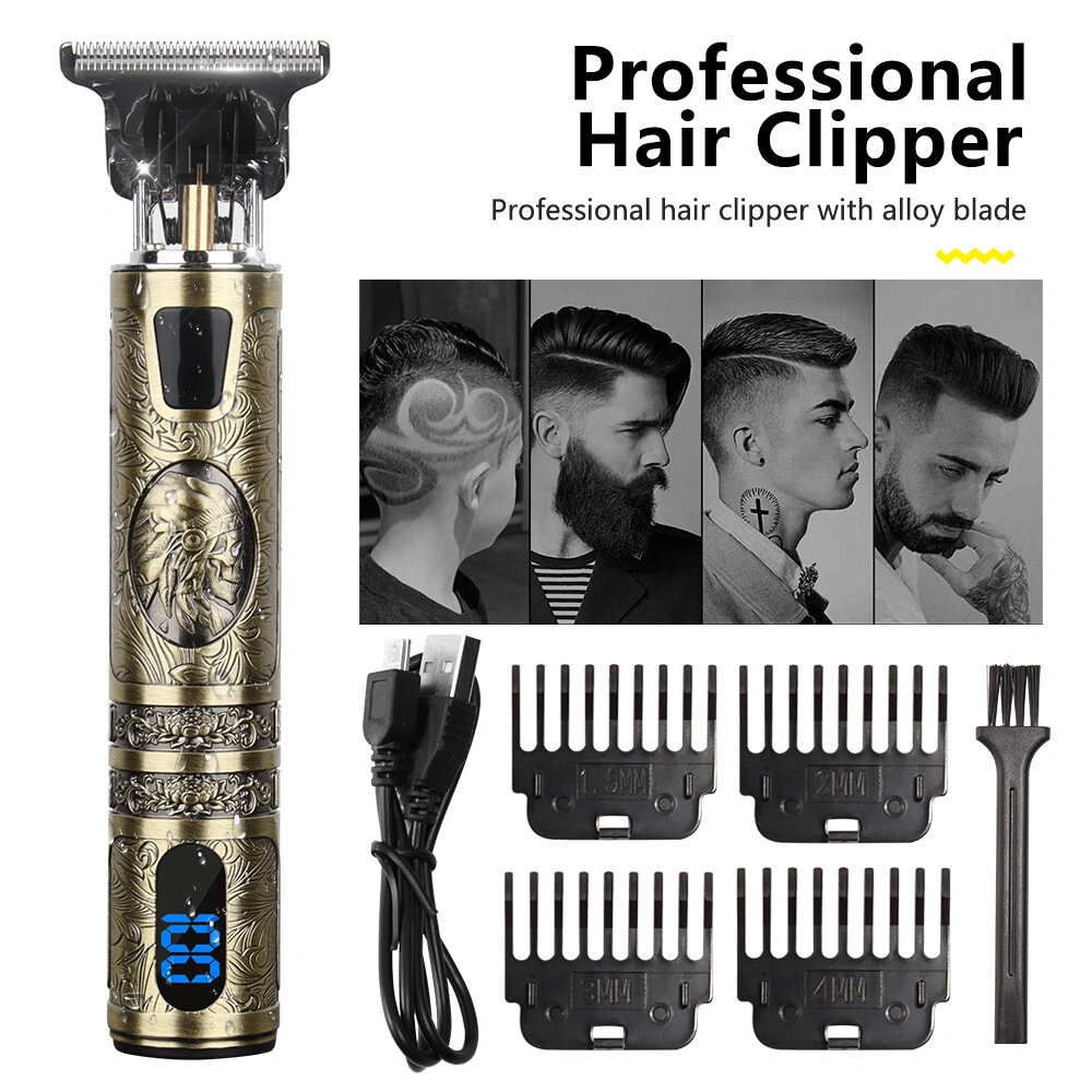 Professional LCD Screen Hair Clippers for Men, Cordless Beard Trimmer, Small Display Cutting Machine Kit