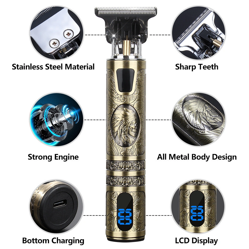 Professional LCD Screen Hair Clippers for Men, Cordless Beard Trimmer, Small Display Cutting Machine Kit view 4