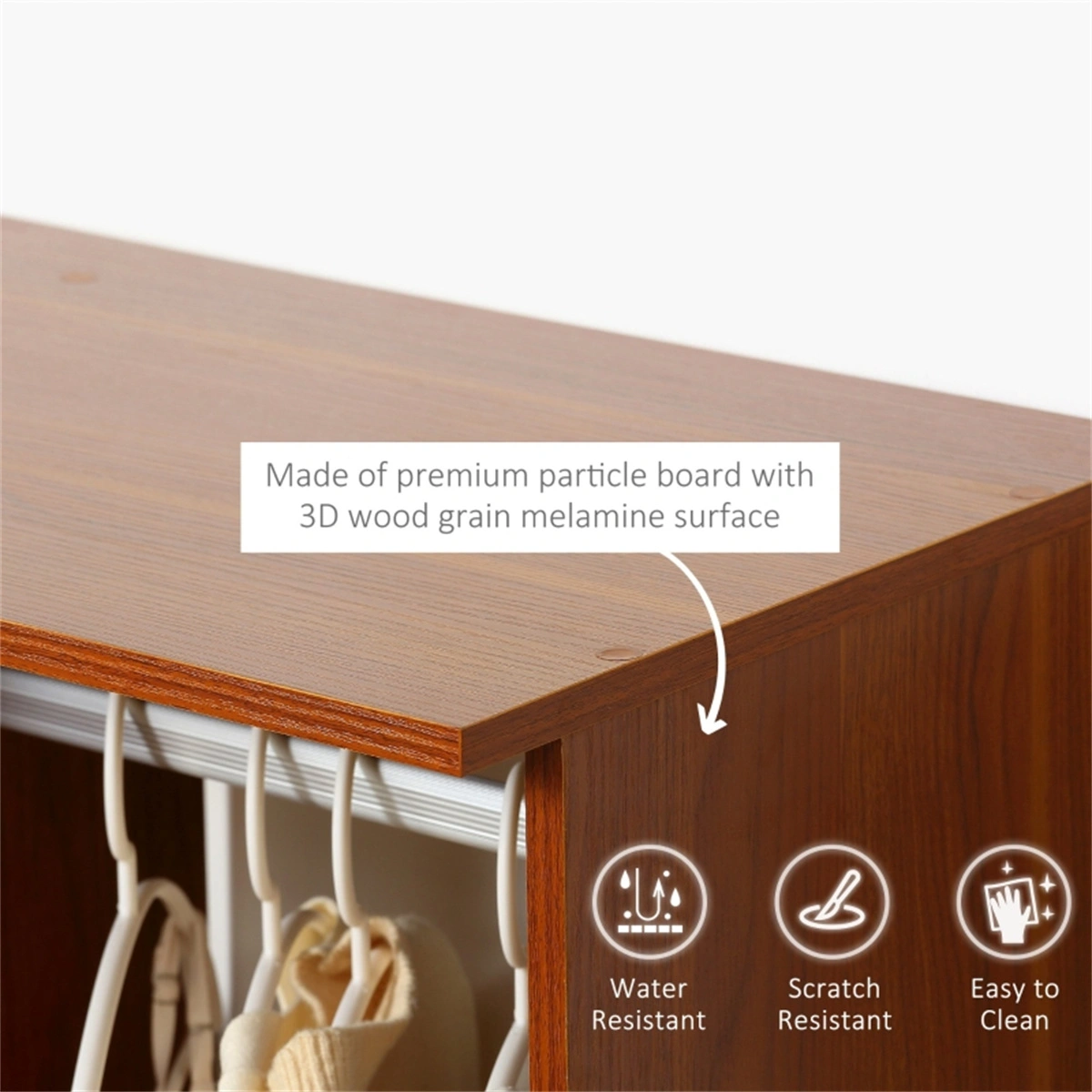 Chester Dresser with Storage Cabinets Lockers, Rolling Wardrobe with Wheels view 2