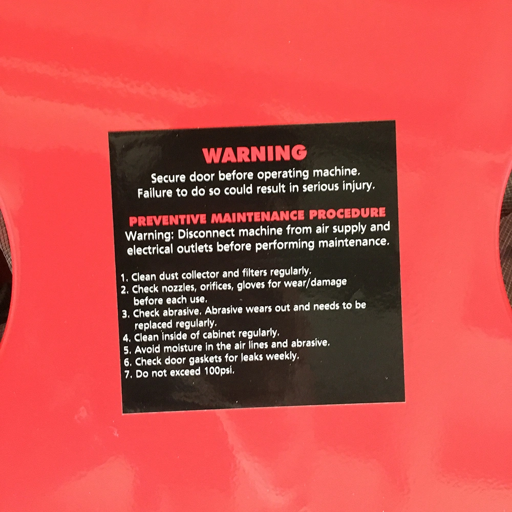 25 Gallon Bench Top Air Sandblasting Cabinet Red | Large Sandblaster Blast Enclosure view 30