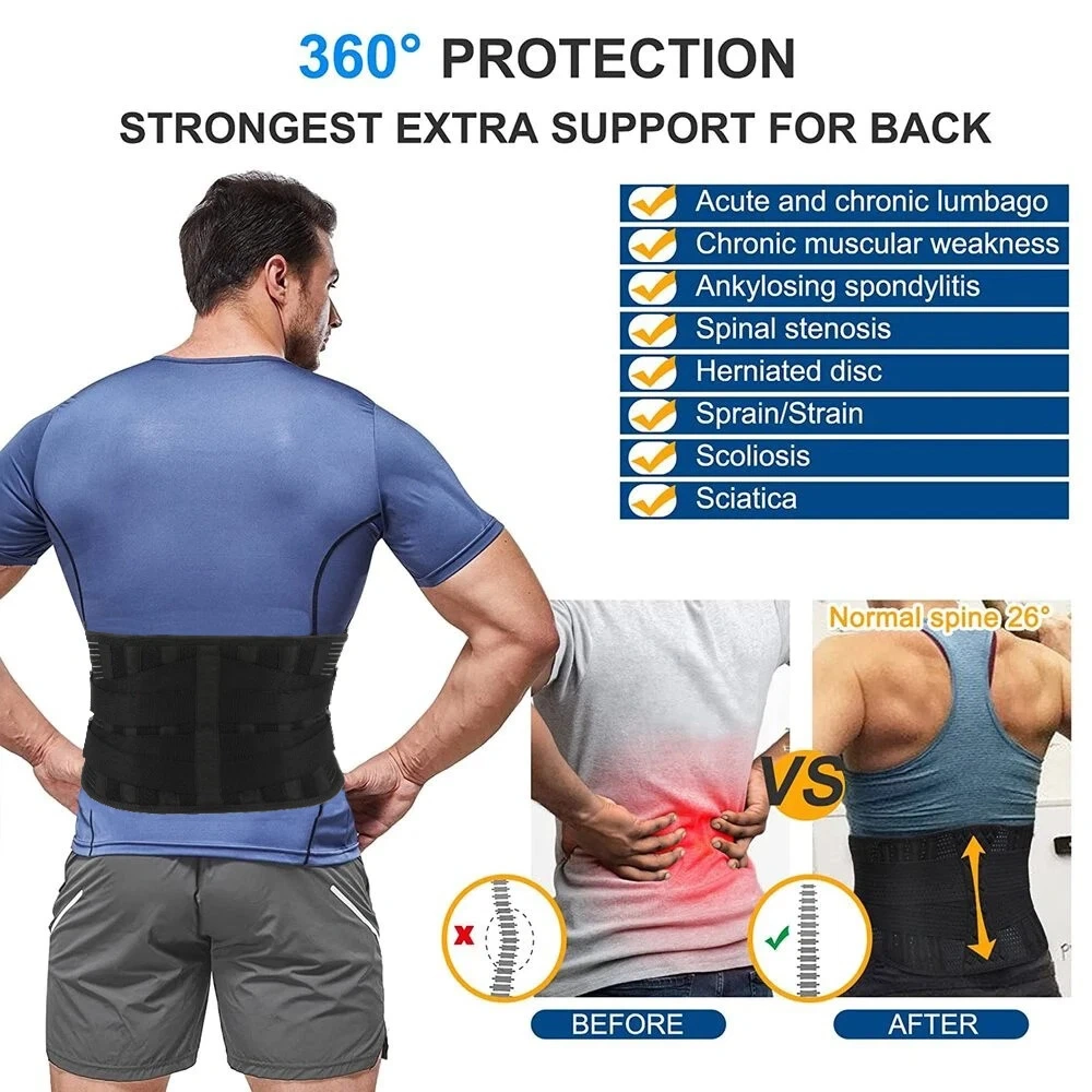 Adjustable Lower Back Brace Lumbar Support Belt for Men Women - Pain Relief Waist Trainer Strap, XL Size view 6