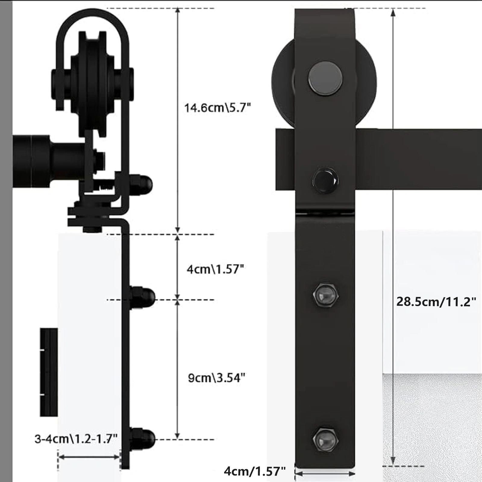 40" Bi-Folding Sliding Barn Door Hardware Kit for 2 Doors,Smoothly&Quietly,Black Track J Shape Roller-[Doors not Included] view 5