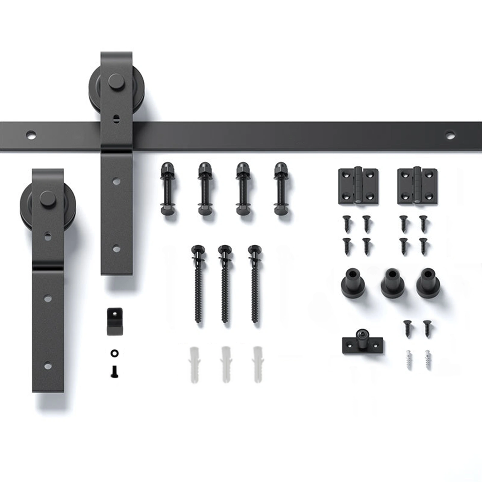 40" Bi-Folding Sliding Barn Door Hardware Kit for 2 Doors,Smoothly&Quietly,Black Track J Shape Roller-[Doors not Included] view 9