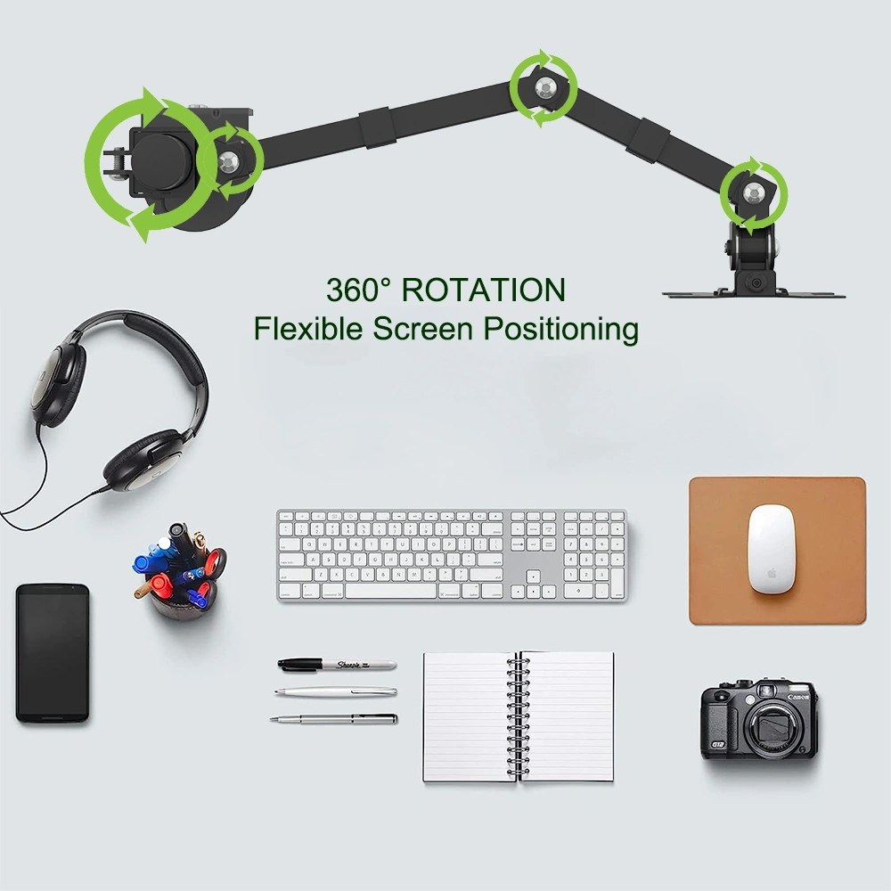 13-27 Inch Adjustable TV Stand Desktop Mount, VESA 100x100, 90° Tilt, 360° Rotation, 180° Swivel, 8kg Load, Model TSND-02 view 11