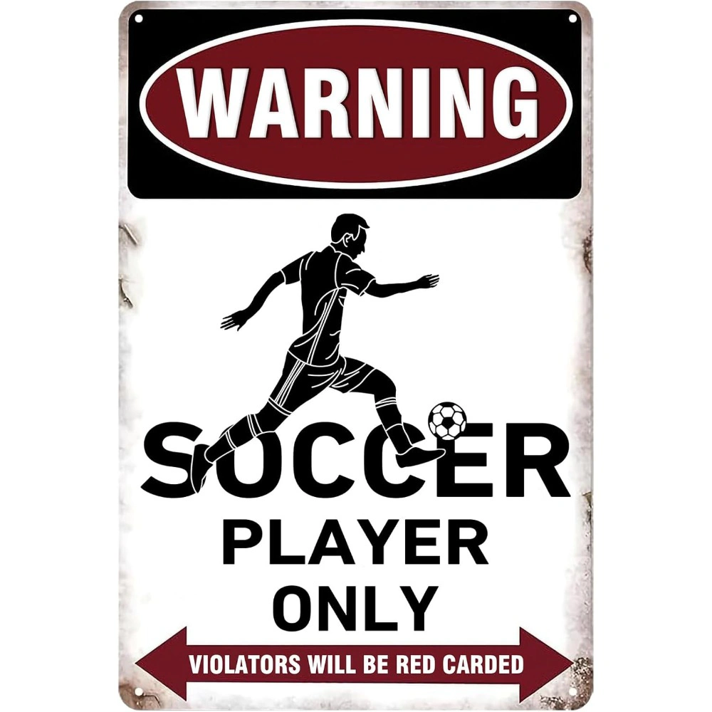 CIFbuy Boys Girls Soccer Room Decor Soccer Gifts Bedroom Wall Sign Metal Soccer Player(TikTok, temu pick-up service)