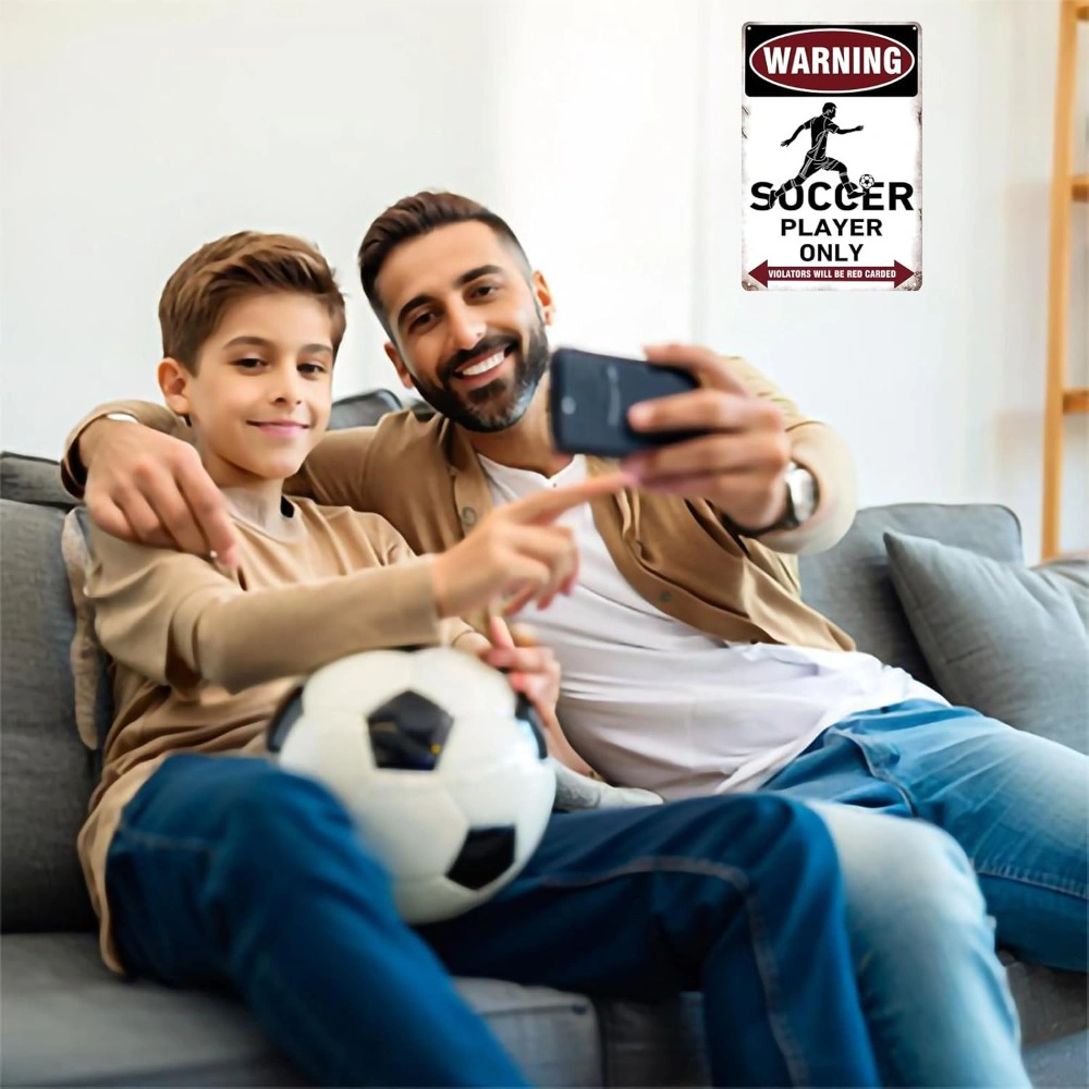 CIFbuy Boys Girls Soccer Room Decor Soccer Gifts Bedroom Wall Sign Metal Soccer PlayerTikTok, temu pick-up service view 2