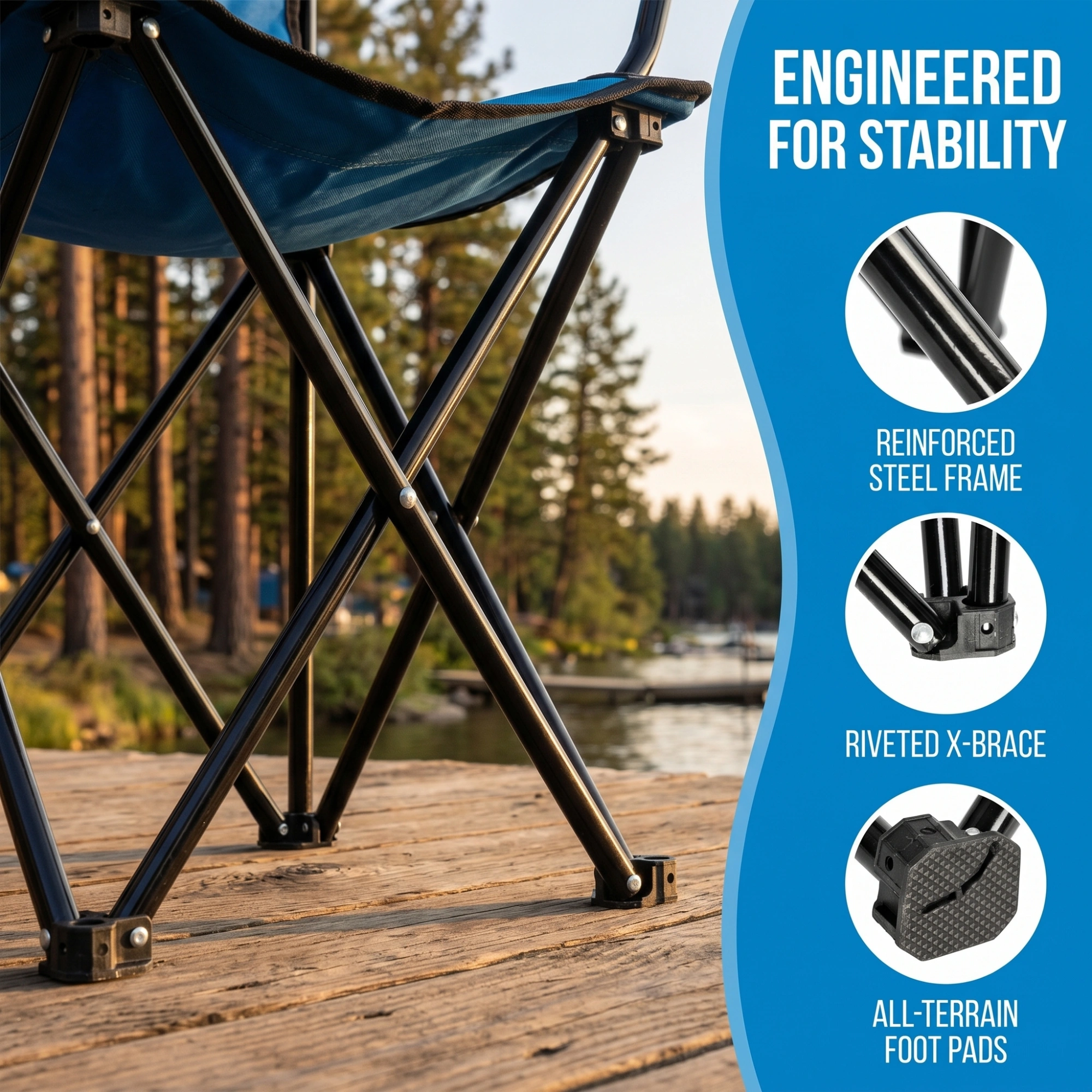 Small Camp Chair 80x50x50 Blue view 3