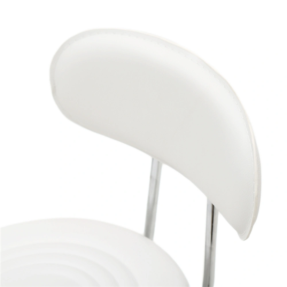 Round Shape Adjustable Salon Stool with Back and Line White view 2