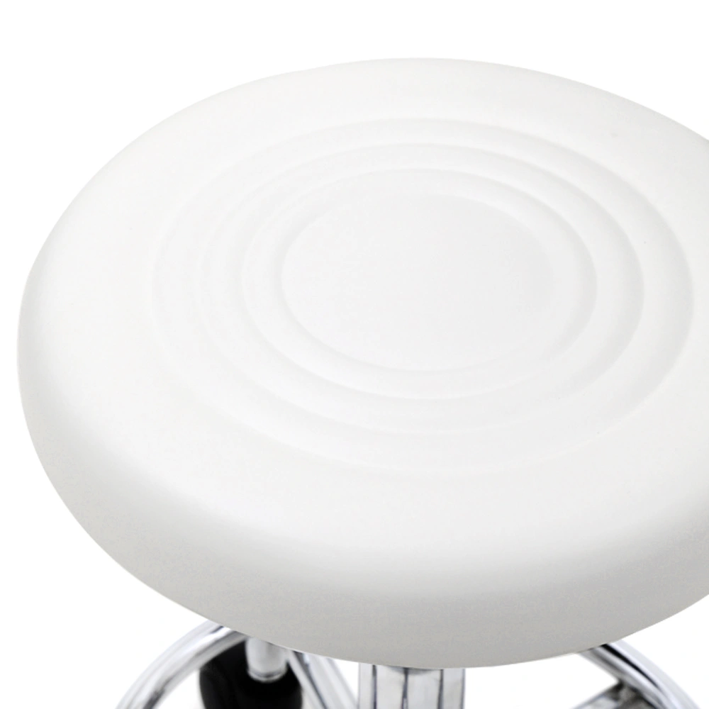 Round Shape Adjustable Salon Stool with Back and Line White view 20