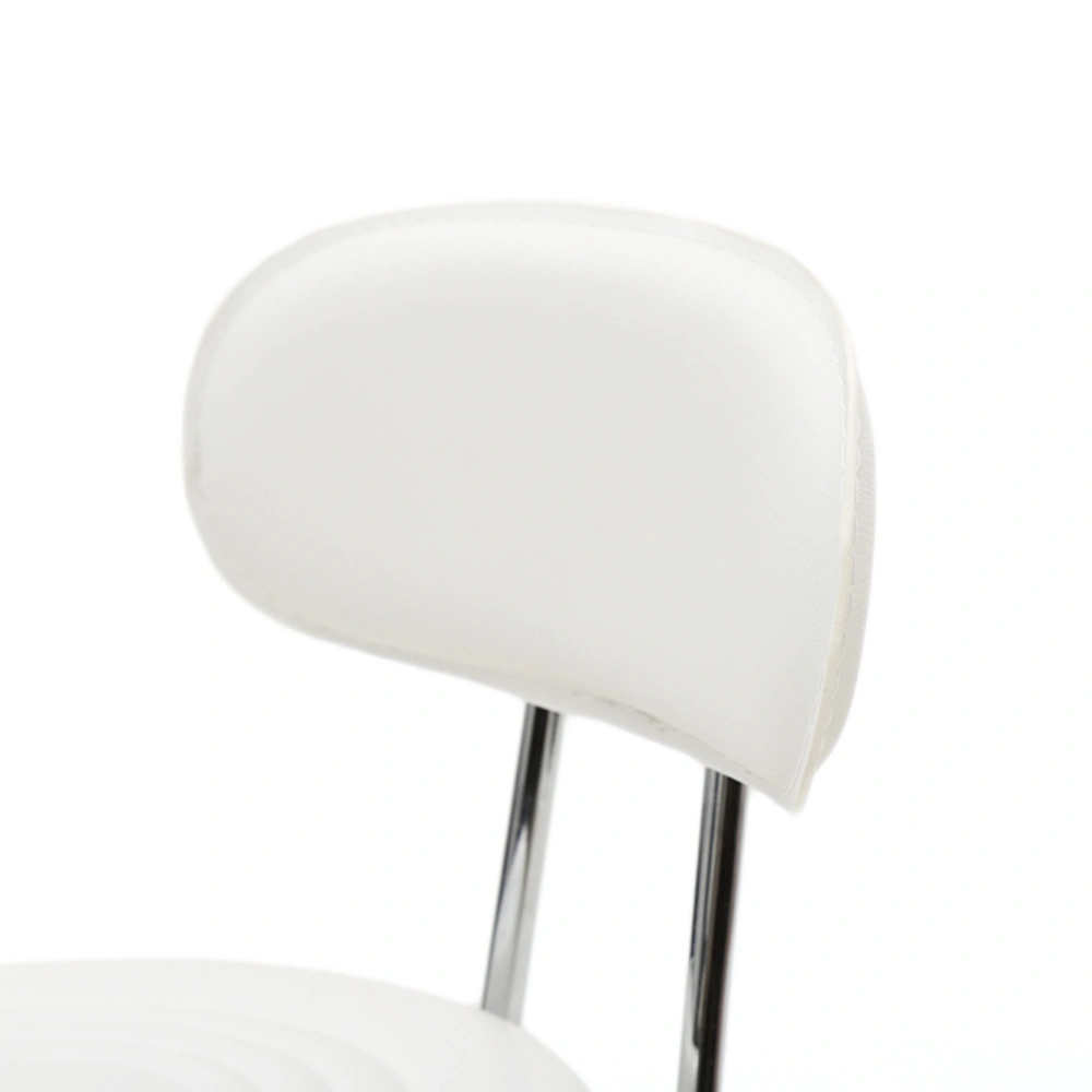 Round Shape Adjustable Salon Stool with Back and Line White view 3