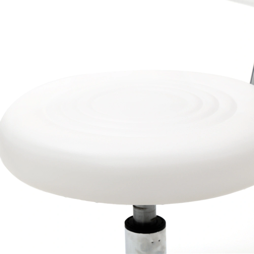 Round Shape Adjustable Salon Stool with Back and Line White view 4
