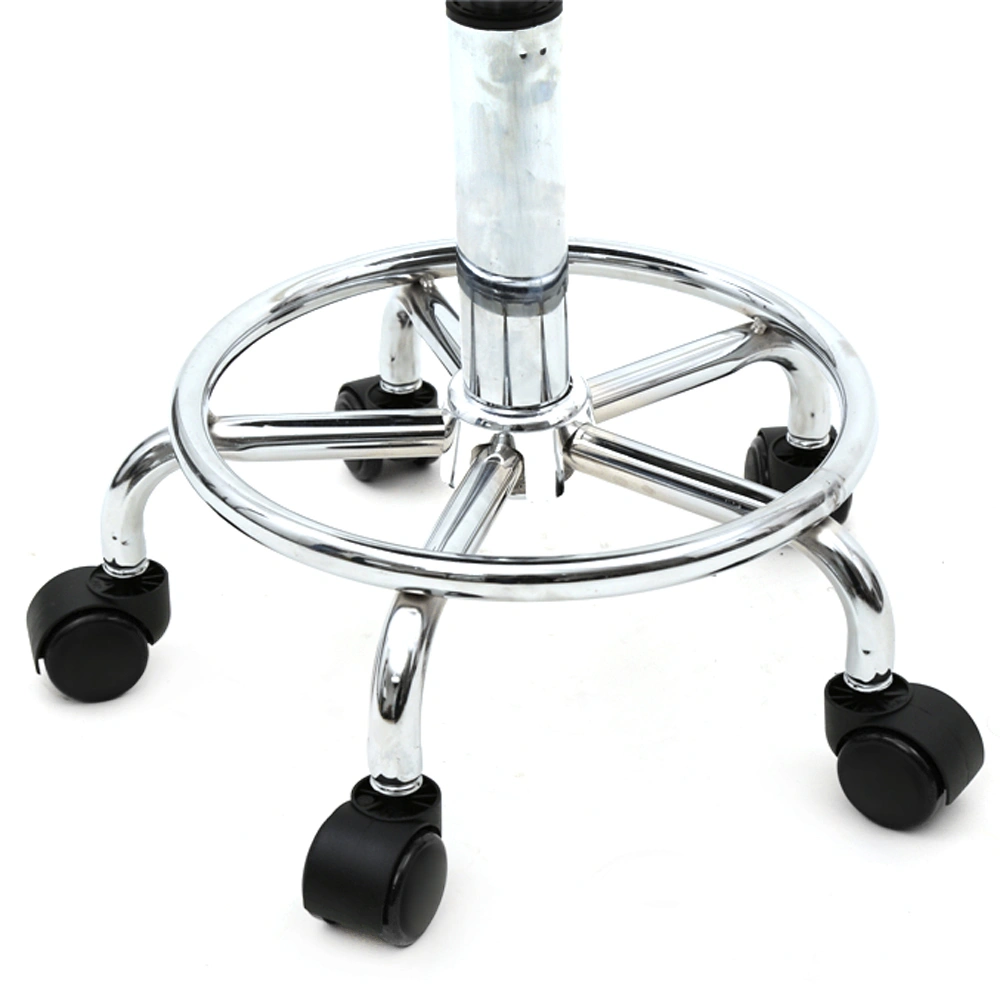 Round Shape Adjustable Salon Stool with Back and Line White view 5