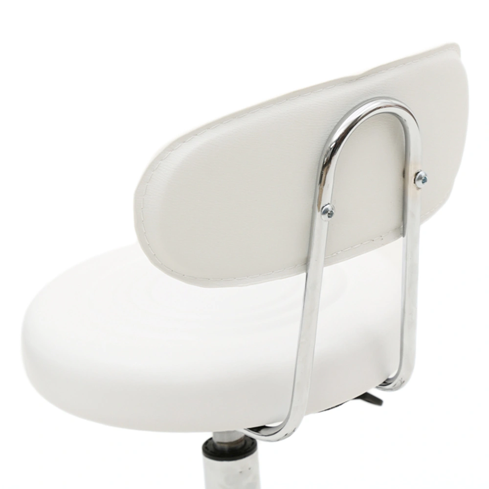 Round Shape Adjustable Salon Stool with Back and Line White view 6