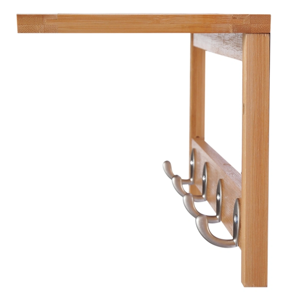 Wall Mounted Coat Rack 6-Hook Wooden Entryway Rack for Jacket Hat Bag Storage view 2