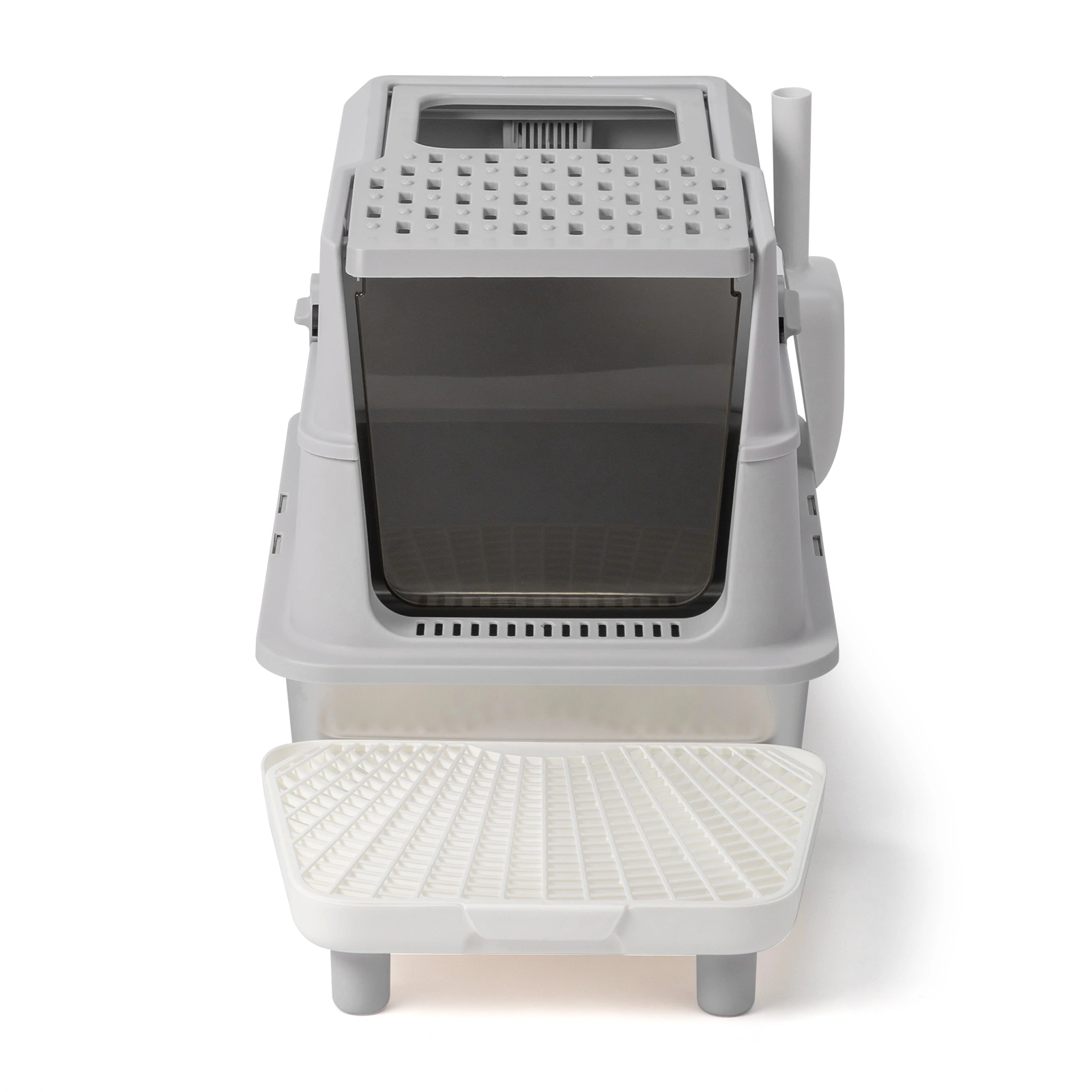 Stainless Steel Cat Litter Box, Covered Extra Large Cat Litter Box Enclosure, Metal Kitty Litter Boxes with Lid, Litter Scoop, and Filter Pedal, Anti-Leakage, Non-Stick, Easy to Clean view 3