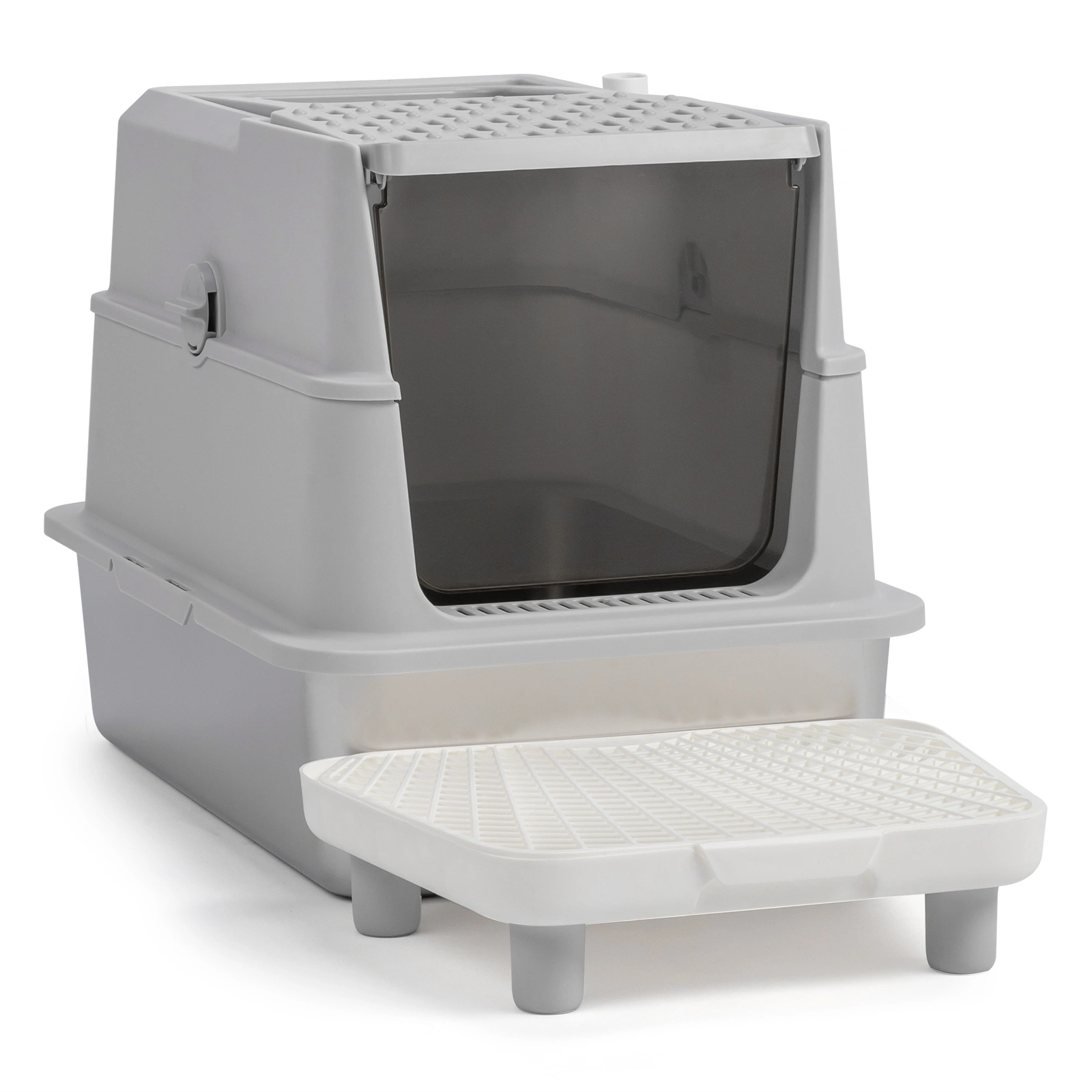 Stainless Steel Cat Litter Box, Covered Extra Large Cat Litter Box Enclosure, Metal Kitty Litter Boxes with Lid, Litter Scoop, and Filter Pedal, Anti-Leakage, Non-Stick, Easy to Clean view 4