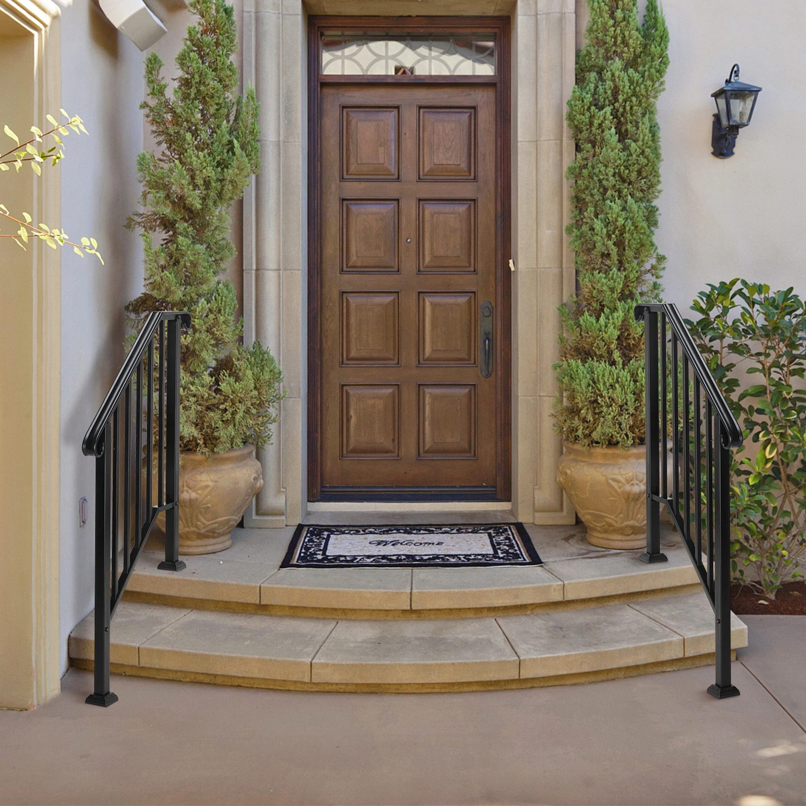 Artisasset Matte Black Outdoor 2-Step Iron Handrail view 7