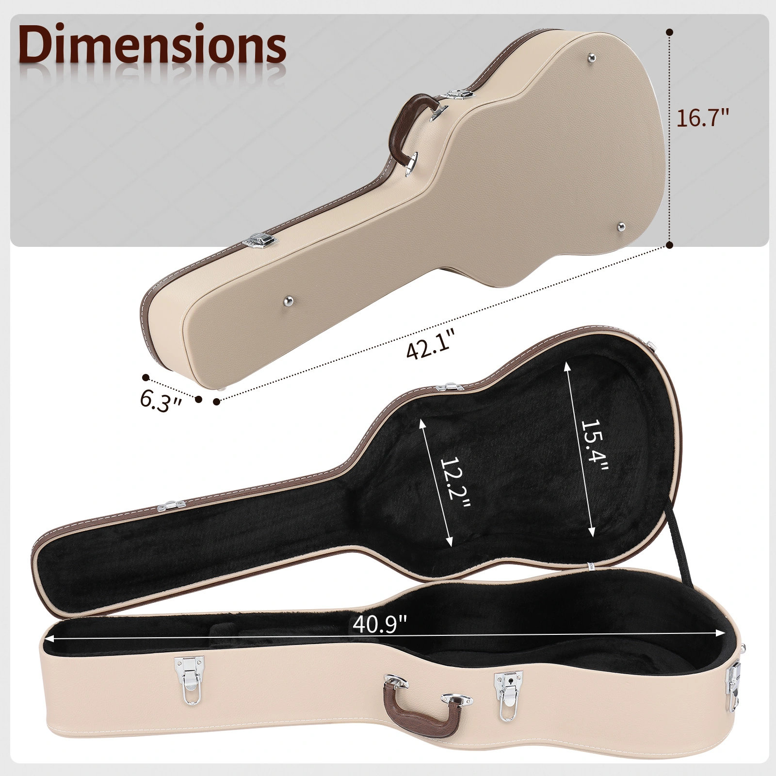 39" Classical Guitar Hard Case Microgroove Flat Beige view 11
