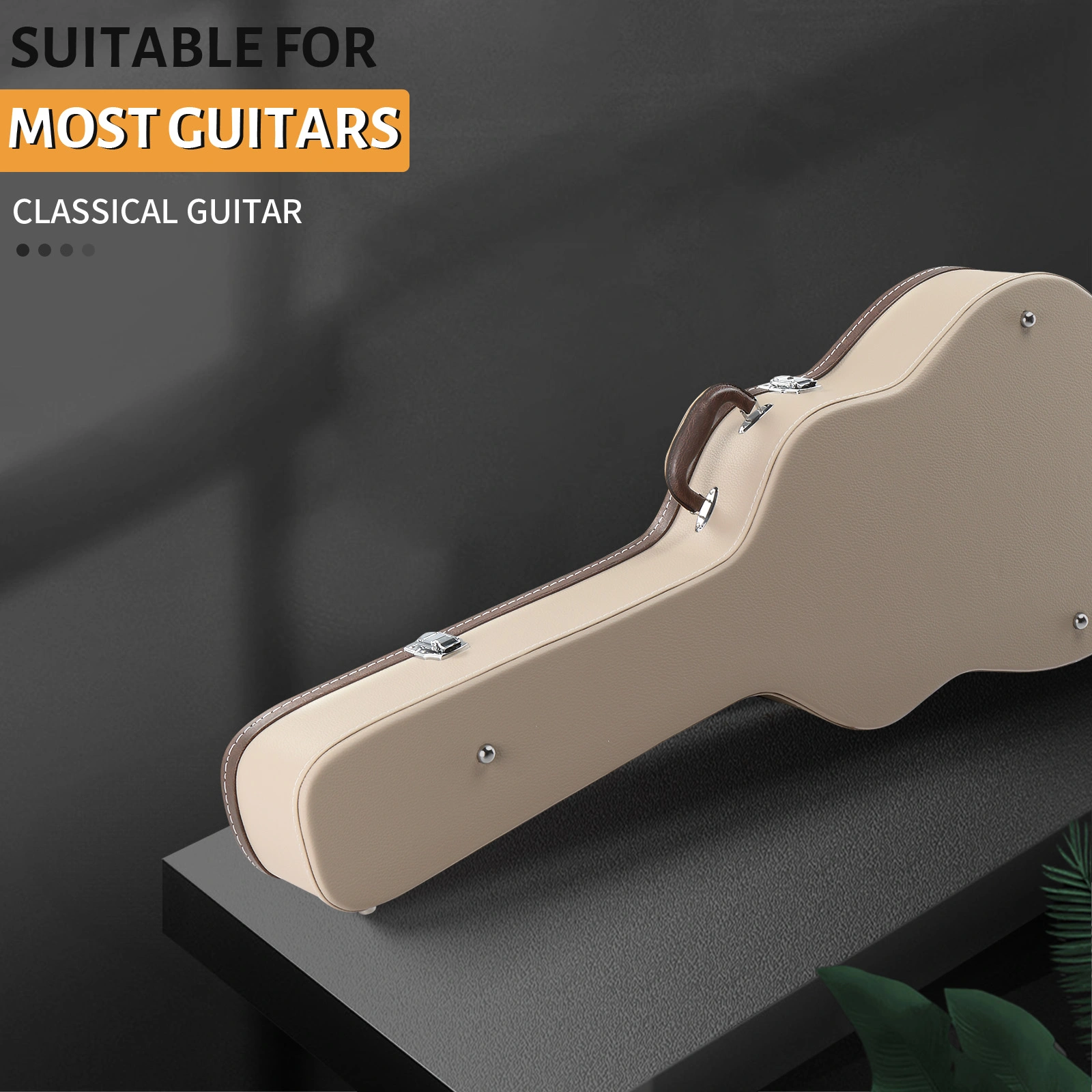 39" Classical Guitar Hard Case Microgroove Flat Beige view 13