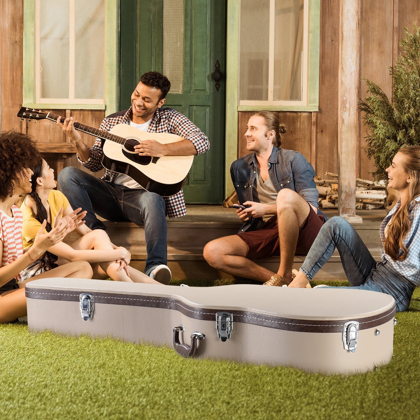 39" Classical Guitar Hard Case Microgroove Flat Beige view 7