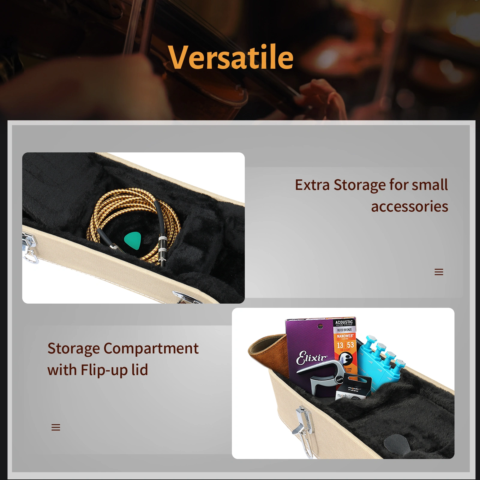 39" Classical Guitar Hard Case Microgroove Flat Beige view 9
