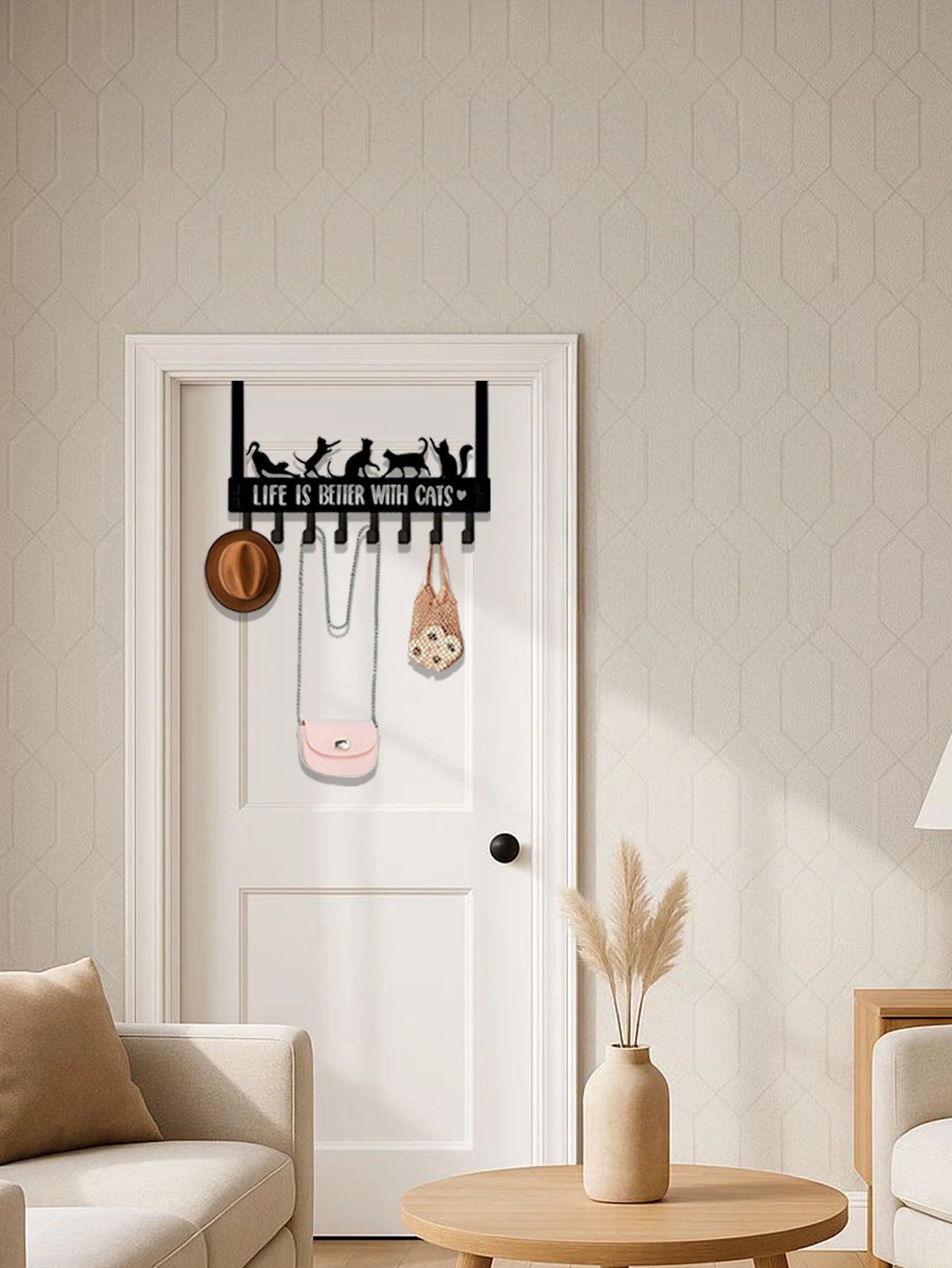 CIFbuy Whimsical Over-The-Door Cat Organizer: 8 Multi-Purpose Hooks for Wall or Door, Playful Yet Functional Home Storage, Key Hooks for Entryway, Bed(TikTok/temu self-pickup orders) view 4