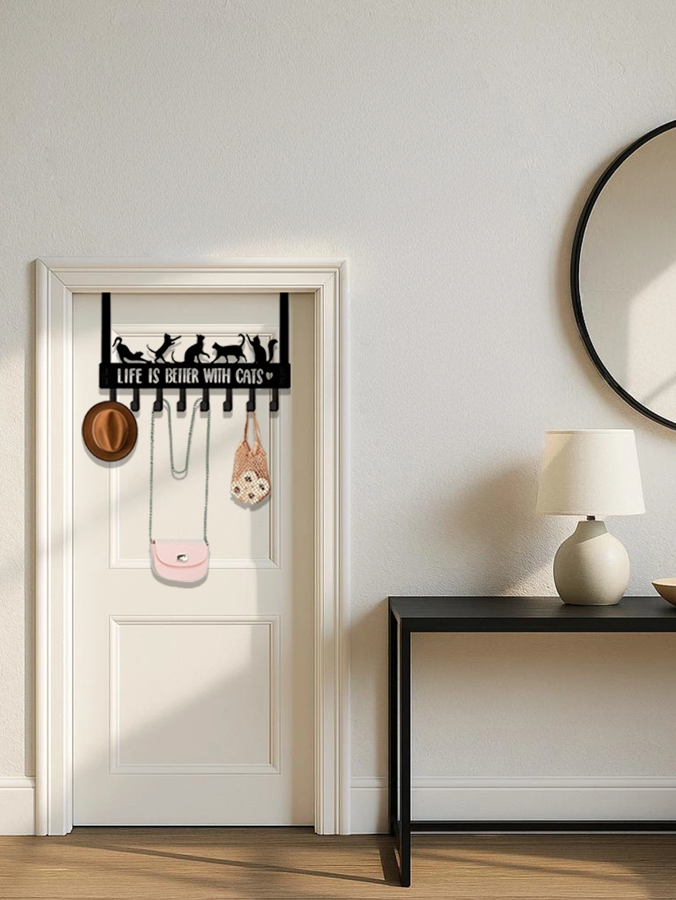 CIFbuy Whimsical Over-The-Door Cat Organizer: 8 Multi-Purpose Hooks for Wall or Door, Playful Yet Functional Home Storage, Key Hooks for Entryway, Bed(TikTok/temu self-pickup orders) view 5