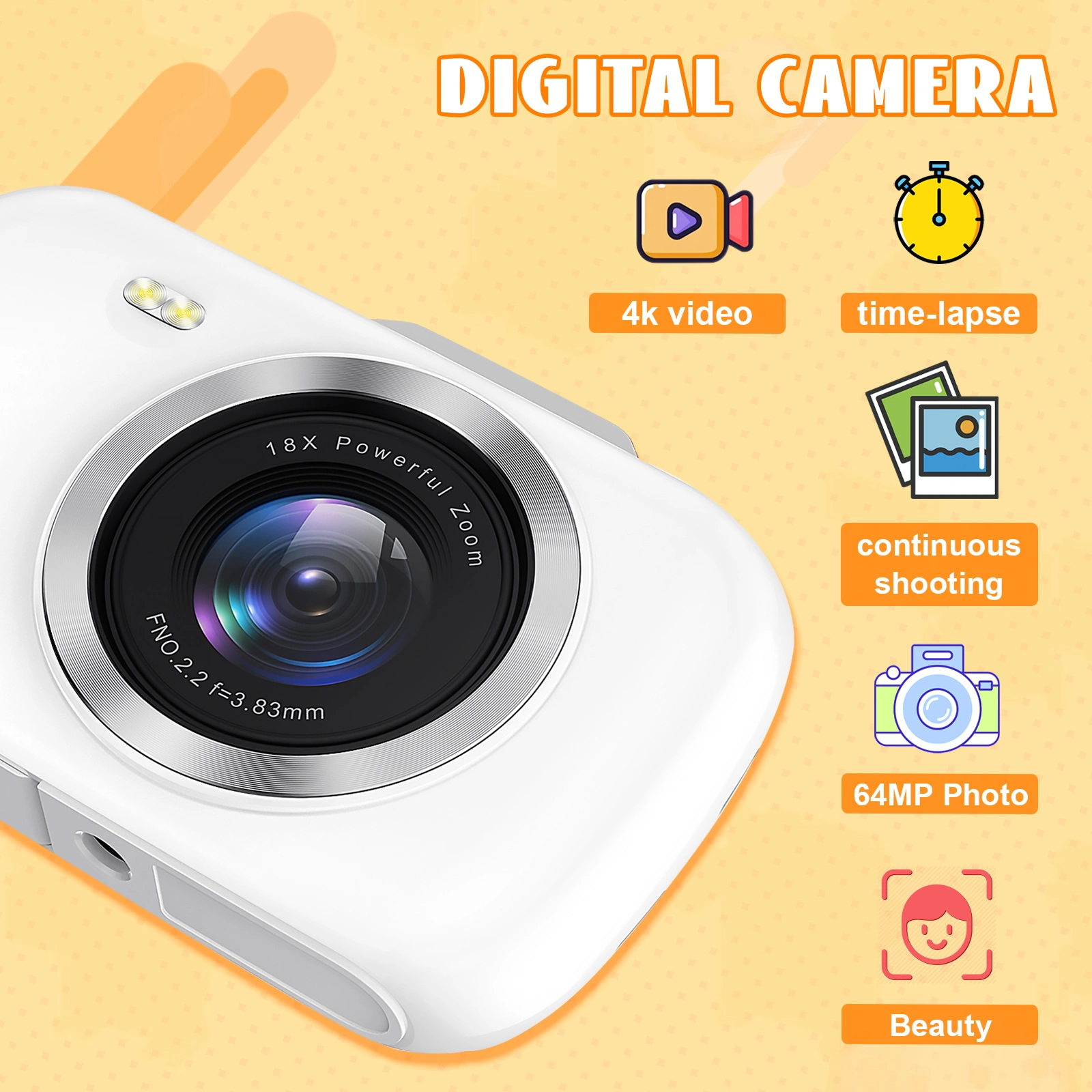 64MP Digital Camera G7, 4K Ultra HD Compact Camera, High Quality Photo & Video Recording for Beginners view 3