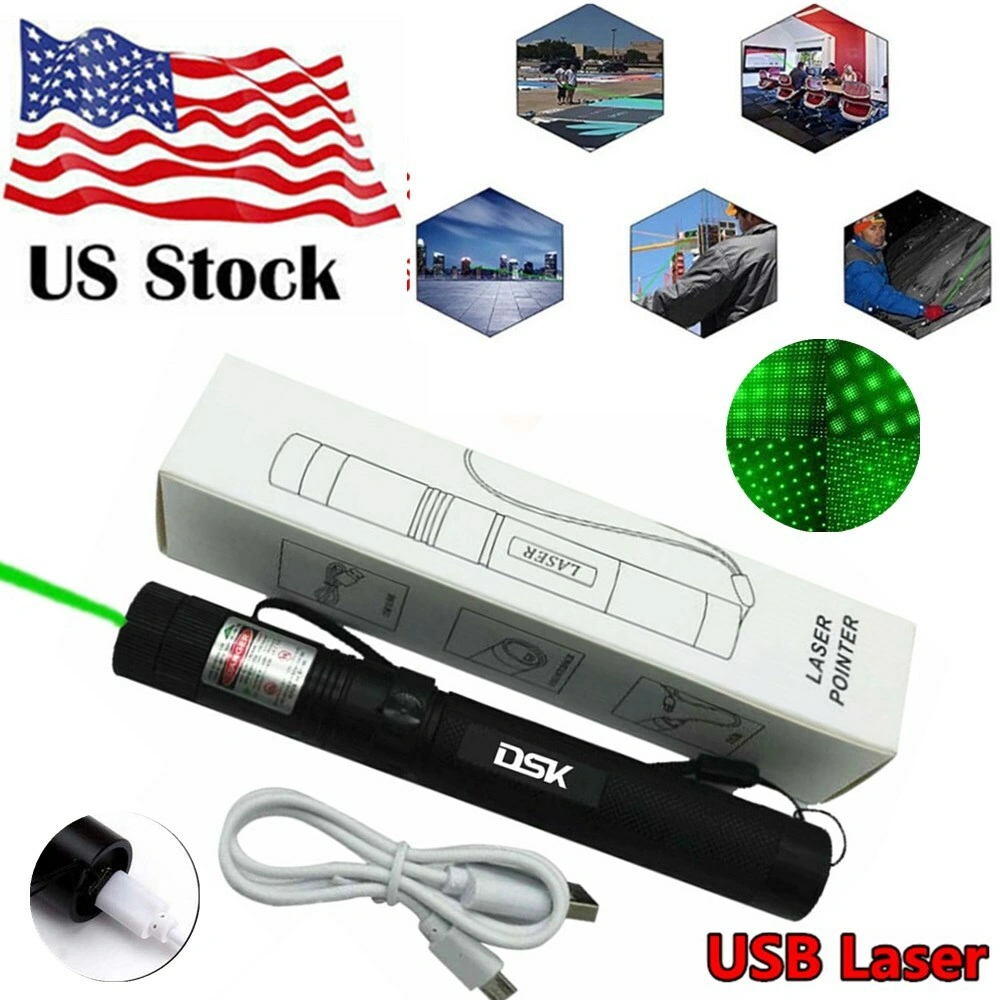 USB Rechargeable 532nm Green Laser Pointer Pen with Star Beam Effect Astronomy Telescope Gift + USB Cable