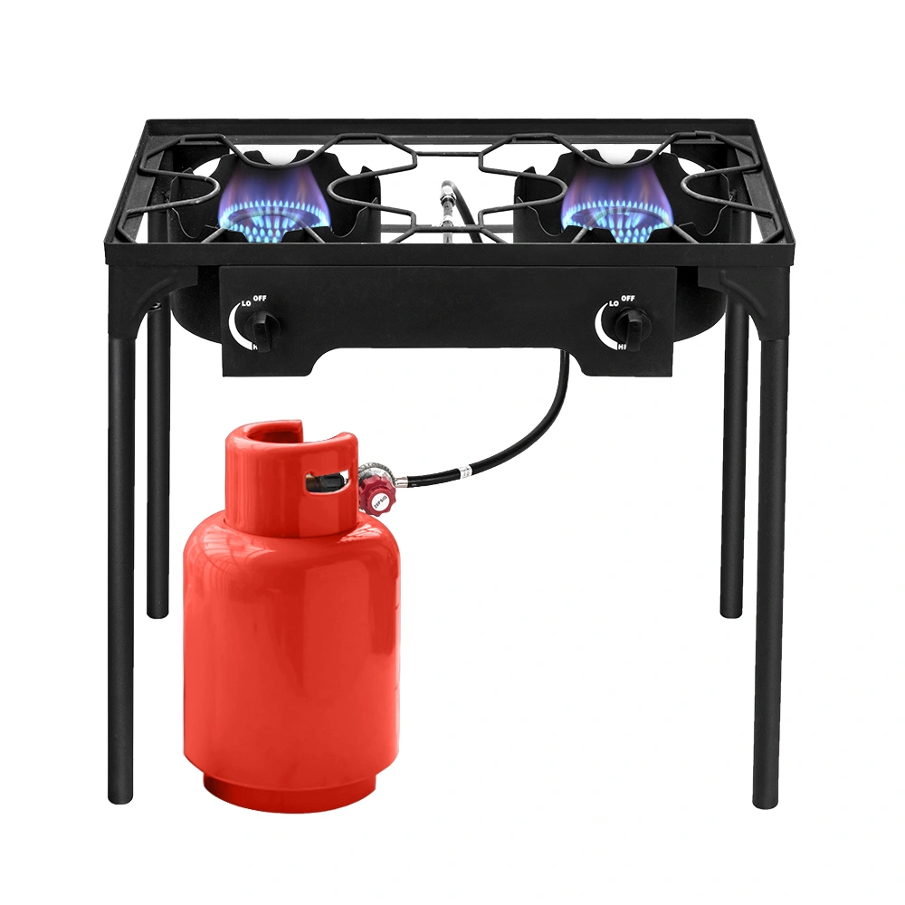 Outdoor Camp Stove High Pressure Propane Gas Cooker Portable Cast Iron Patio Cooking Burner (Double Burner 150000-BTU) view 10