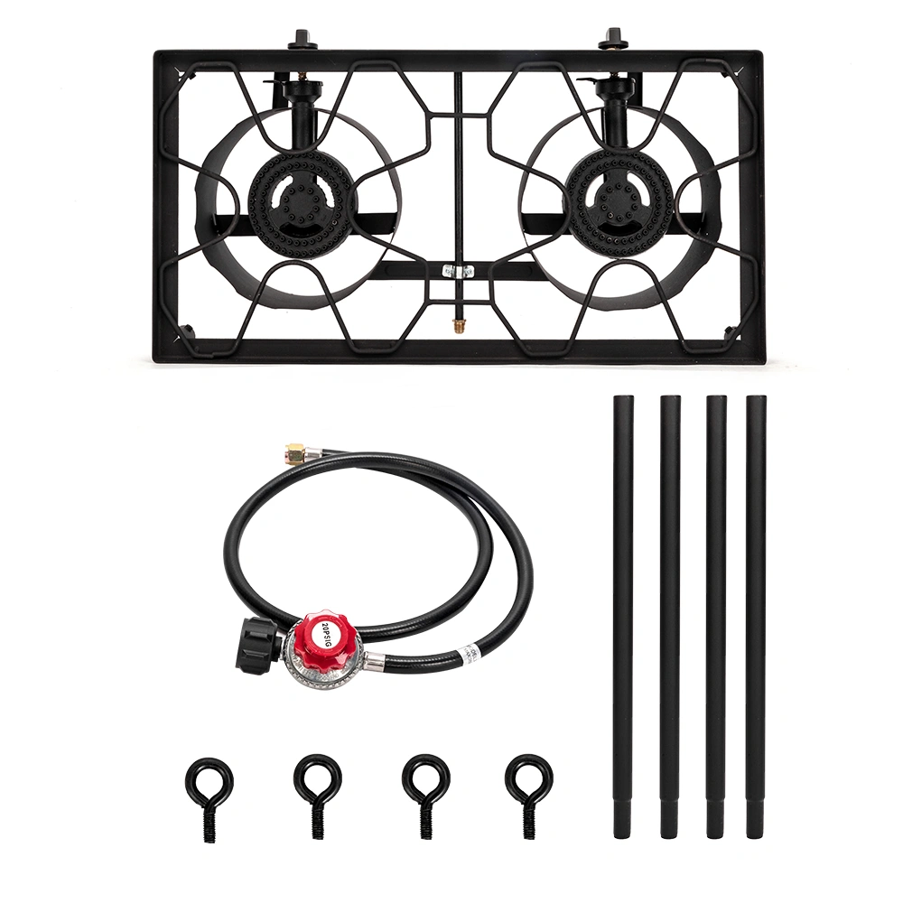 Outdoor Camp Stove High Pressure Propane Gas Cooker Portable Cast Iron Patio Cooking Burner (Double Burner 150000-BTU) view 16
