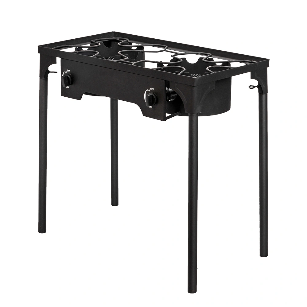 Outdoor Camp Stove High Pressure Propane Gas Cooker Portable Cast Iron Patio Cooking Burner (Double Burner 150000-BTU) view 4