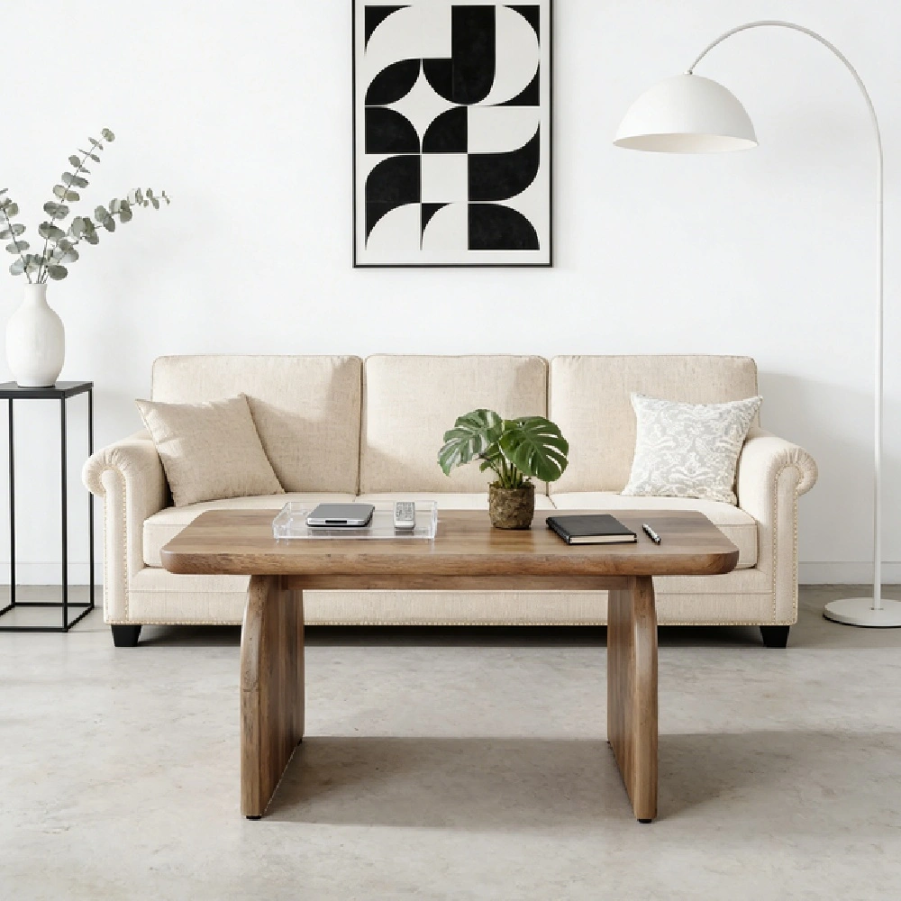 Stylish Coffee Table for Living Room, Center Table with Storage Shelf, Elegant Home Furniture, Easy Assembly view 6