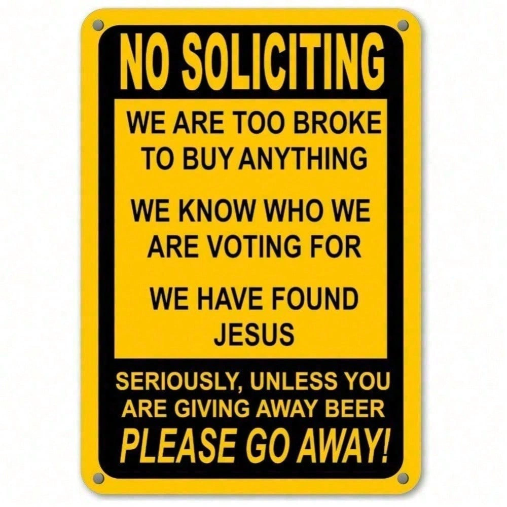 Funny No Soliciting Sign Metal, Humorous Door Sign for Front Door, view 4
