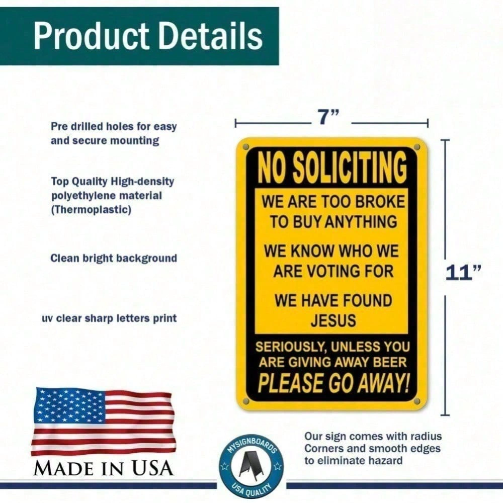 Funny No Soliciting Sign Metal, Humorous Door Sign for Front Door, view 8