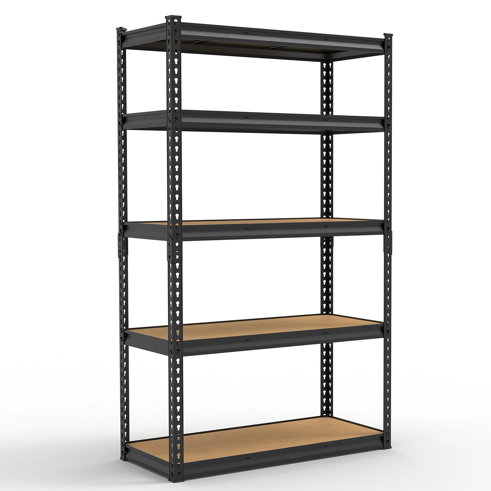 Adjustable Display Stand Black Iron Frame Gourd-Shaped Holes 122x45x184cm Natural Wood MDF Shelves with Rubber Hammer & Gloves view 7