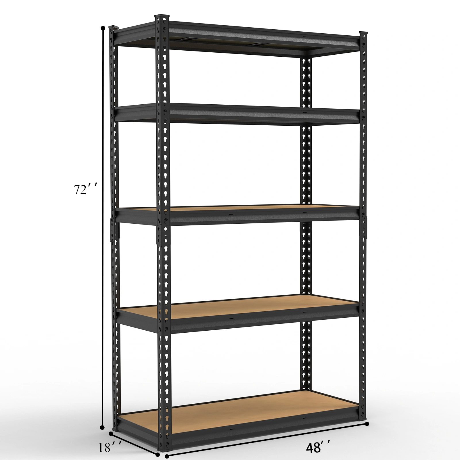 Adjustable Display Stand Black Iron Frame Gourd-Shaped Holes 122x45x184cm Natural Wood MDF Shelves with Rubber Hammer & Gloves view 9