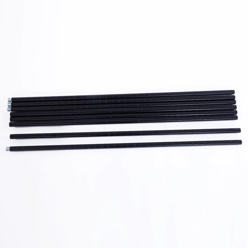 5-Tier Plastic Coated Iron Shelving Unit 165x90x35cm with 1.5" Nylon Wheels Heavy Duty Storage Rack Black view 16
