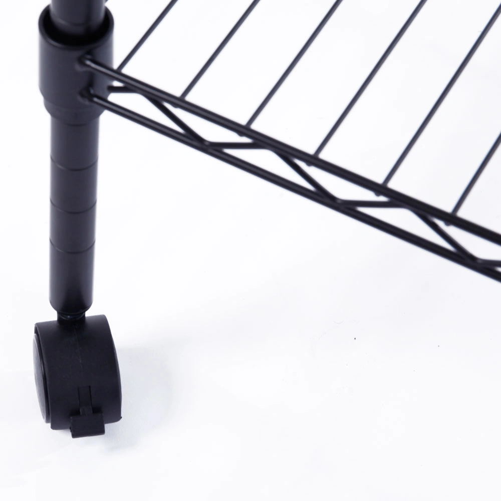 5-Tier Plastic Coated Iron Shelving Unit 165x90x35cm with 1.5" Nylon Wheels Heavy Duty Storage Rack Black view 9