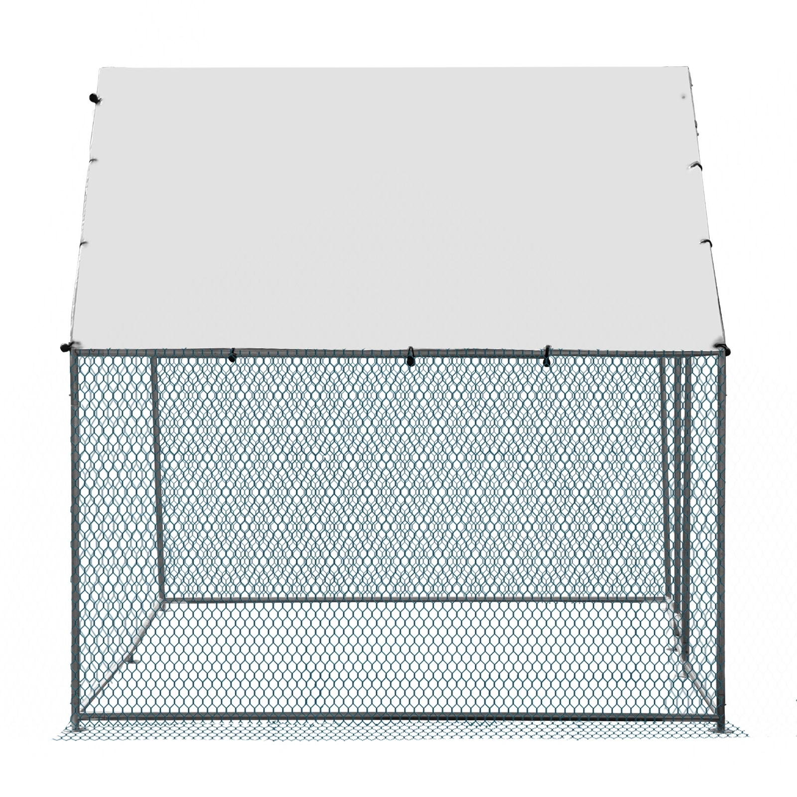2*2*2m/6.5x6.5x6.5ft Silver Chicken Coop with Pointed Roof, 180g PE Rain Cloth, Metal Chicken and Rabbit Cage view 3